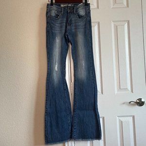 Machine Nouvelle Mode Women Fading Blue Wide Leg Denim Jeans - 26W X 34L